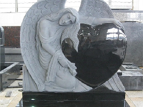 Head and Angel Granite Headstone