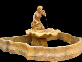 Mermaid on Shell Fountain in Yellow Marble