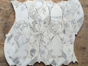 Calacatta Marble Mixed with Shell Waterjet Tile