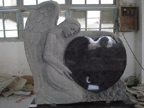 Angel Holding Heart Granite Monument 006
