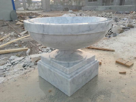 Carrara white marble flower pot