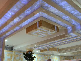 White Quartz Gemstone Backlit Ceiling