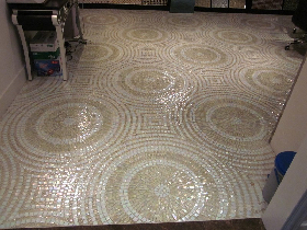 Colored Glass Mosaic Flooring Circle Pattern