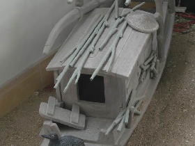 Stone Sculpture Junk Boat