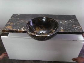Single-piece Vanity Sink in Portopo Marble