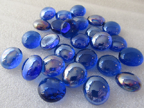 Ink Blue Flat Glass Beads