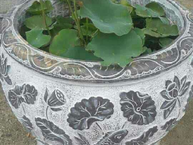 Carved Bluestone Flower Pot