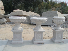 Outdoor Stone Flower Pot with Plinth