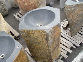 Basalt Column Pedestal Vessel Sink