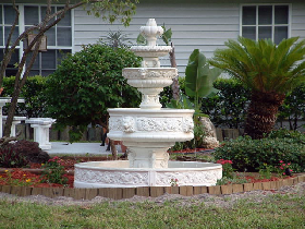 Carved Pool Fountain in White Marble