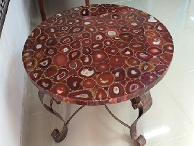 Red Natural Agate Round Table