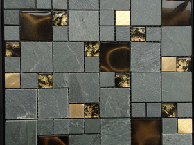 Slate mixed with Glass Mosaic New Design