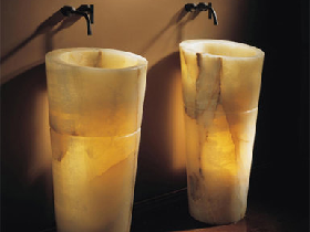 White Onyx Cylindrical Vessel Sink
