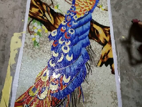 large scale murals peacock