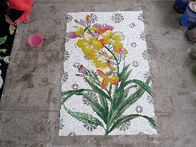 hand cutted glass mosaic murals