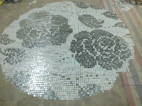 Silver Foil Mosaic Rose for Ceiling