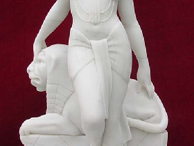 Marble Sculpture Lady and Lion