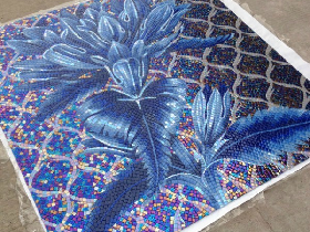 handcut glass mosaic mural 002
