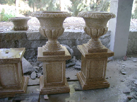 Natural Stone Flower Pot with Pedestal