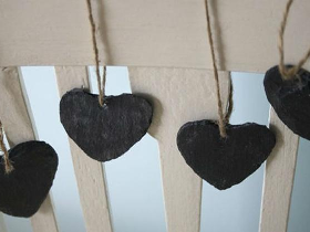 Outdoors small slate heart board with chalk