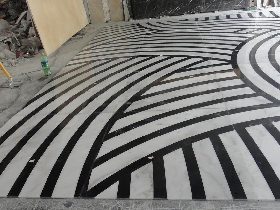 Marble floor at home corridor black and white