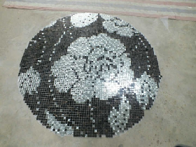 Silver Foil Rose Mosaic with Black Background for Ceiling