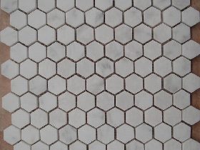 Hexagon White Mosaic for kitchen accent backsplash