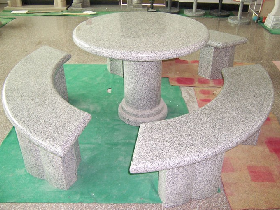 Grey Granite Bench and Table Set