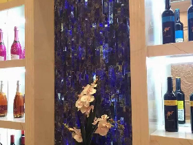 Backlit Lapis Lazuli Background Wall for Cocktail Cabinet