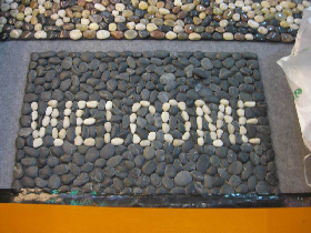 Welcome Floor Mat in Pebble Stone