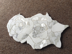 Rose Pattern Shell and Marble Waterjet Tile