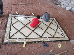 Chercker Board Pattern Waterjet Flooring Inlay