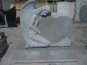 Angel Holding Heart Granite Monument 008