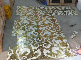 Golden Foil Mosaic Pattern Phoenix