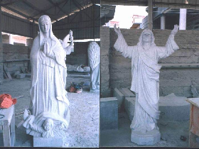 Maria and Jesus Marble Sculpture