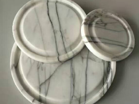 Cheese Holding Plate in White Marble with Dome