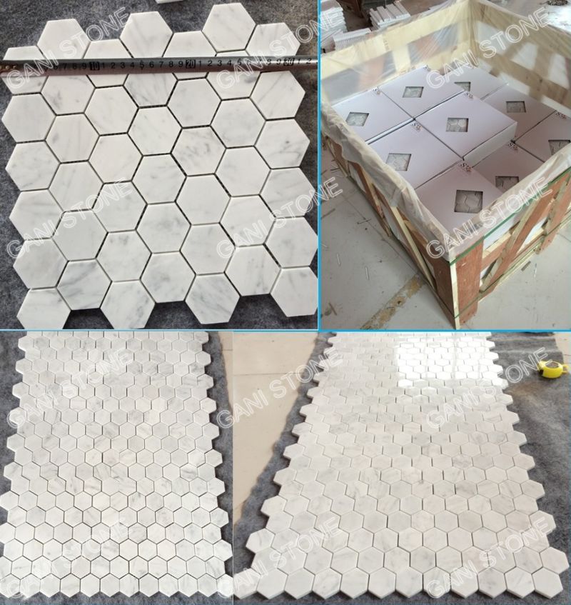 Cararra White Marble Hexagon Mosaic Packing
