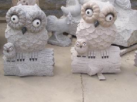 Granite Owls Sculpture 002