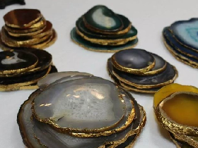 Agate Coaster with Golden Edge