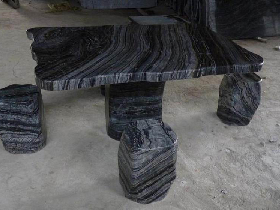 Ancient Wood Marble Table Set