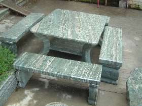 Green Marble Bench and Table