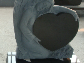 Angel Holding Heart Granite Monument 011