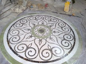 Greey Onyx Waterjet Inlay for Luxury Hotel Lobby Flooring
