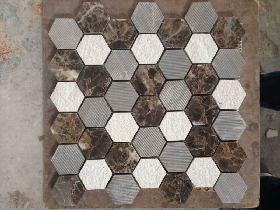 Hexagon Marble Mosaic with Different Finishes 001