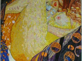 Gustav Klimt Painting Mural Glass Mosaic Danae
