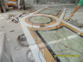Multi marble rectangle marble floor medallions patterns for Lobby Entrance