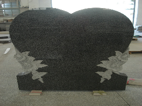 Heart and Rose Granite Monument