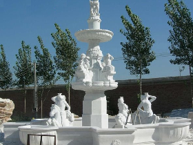 White Marble Fountain with Pool