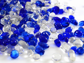 Mixed Blue and Transparent Glass Beads