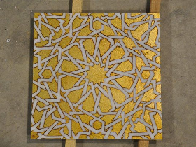 Marble Tiles Etched and Coated with Gold Leaf